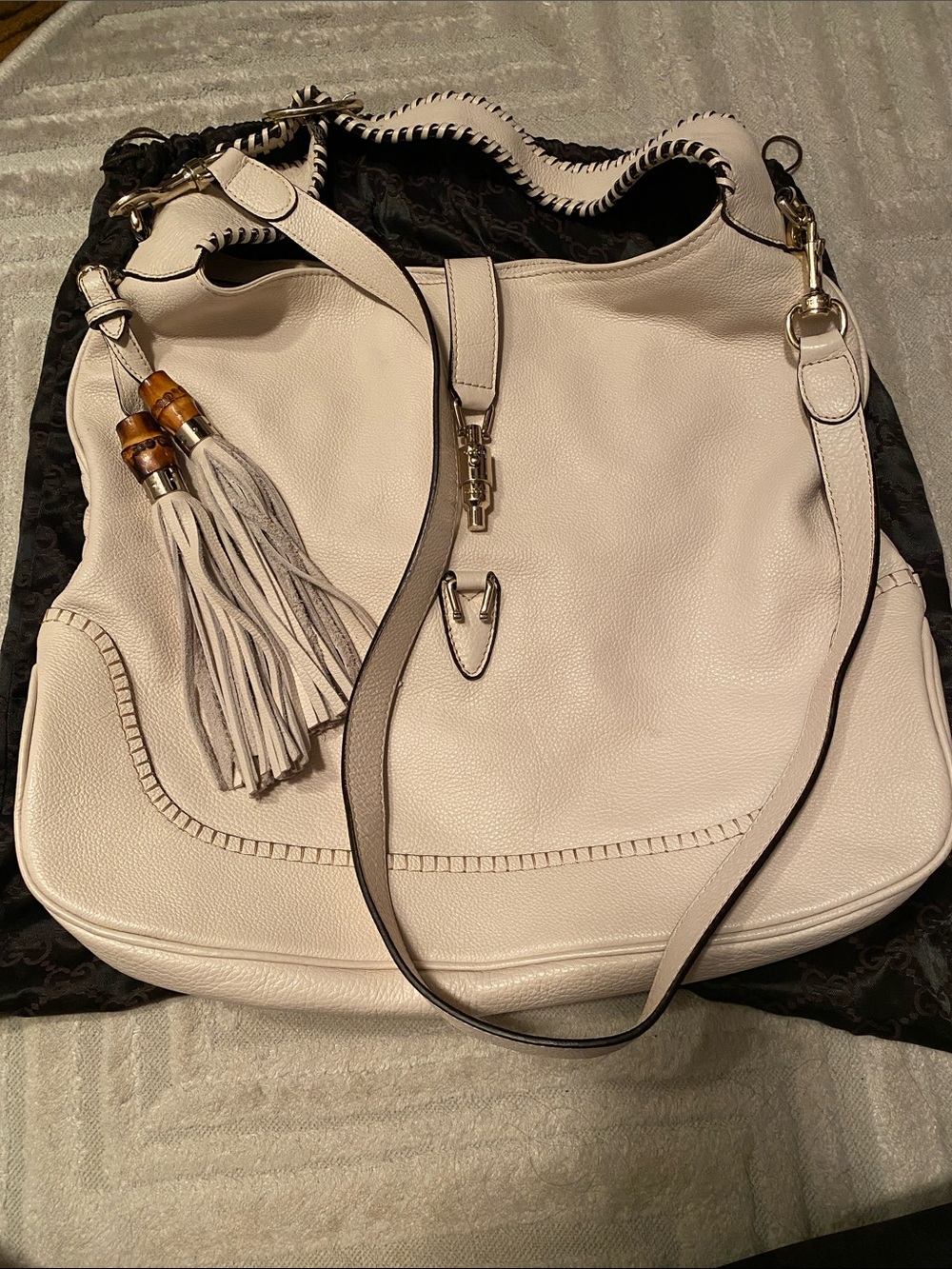 Vintage Gucci Cream White Large Jackie Bag
